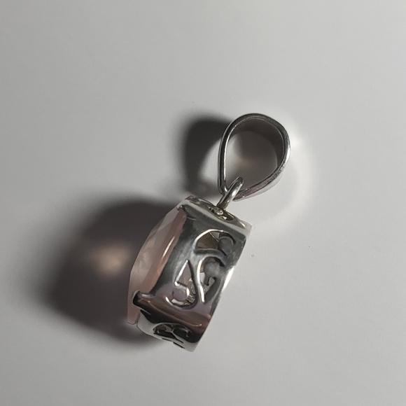 Sterling Platform Rose Quartz Pendant - .925 Sterling Silver - Picture 10 of 16